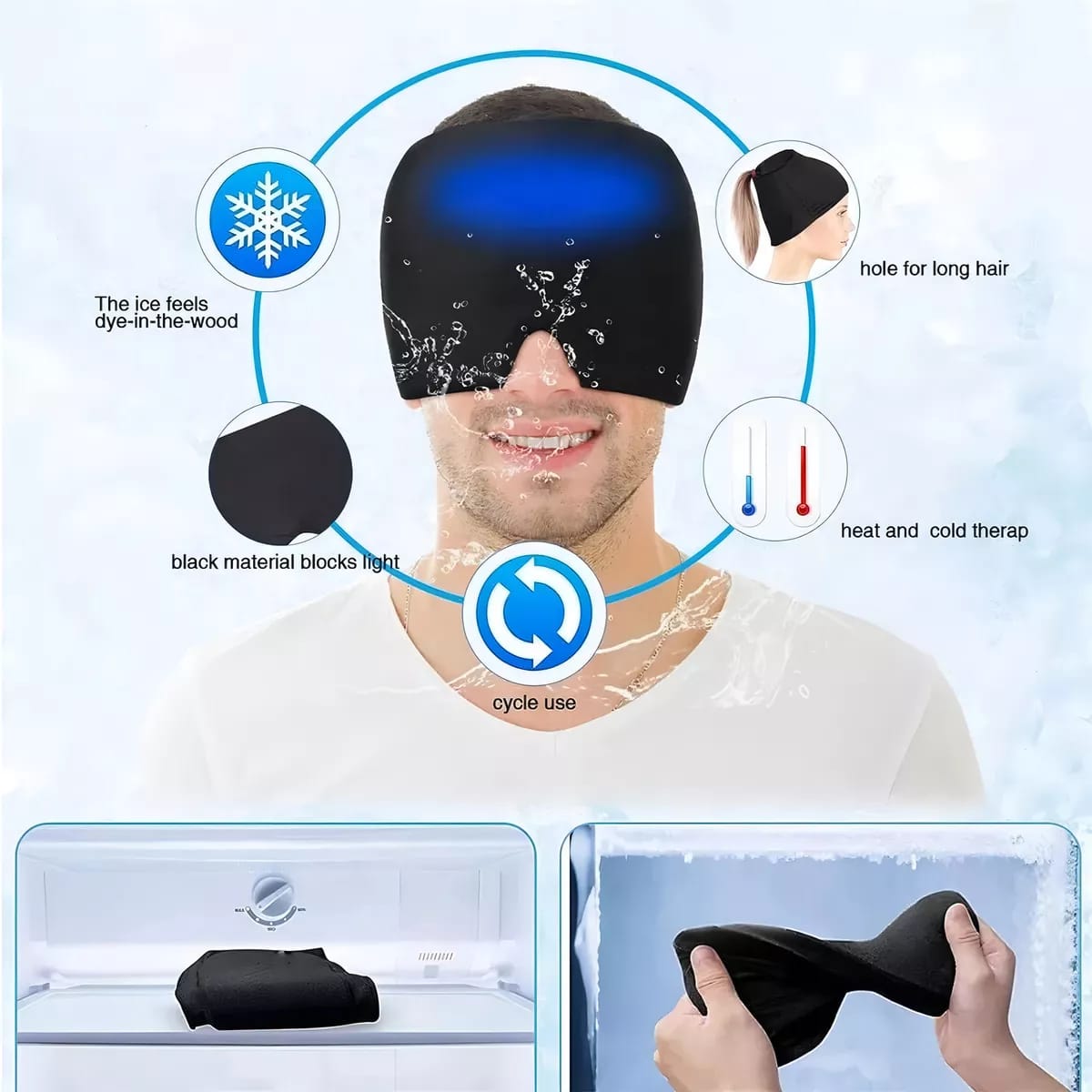 gorro migraña gel frio o caliente